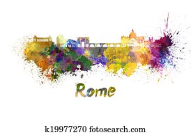 Rome skyline in watercolor Rome skyline in watercolor