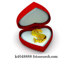 æske, idet, hjerte, hos, dollar