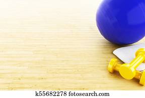 3d Fitness ball and weights. 3d Fitness ball and weights.