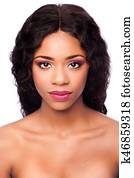 African beauty face with makeup and curly hair African beauty face with makeup and curly hair
