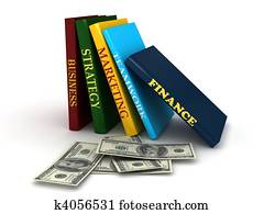 Business book with money