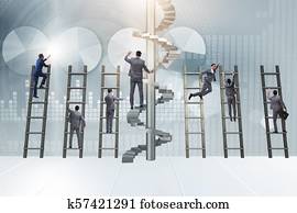 Competition concept with businessman beating competitors