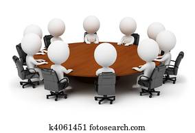 3d small people - session behind a round table