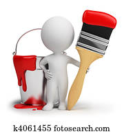 3d small people - witch a brush and a paint 3d small people - witch a brush and a paint