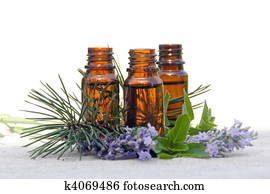 Aroma Oil in Bottles with Lavender, Pine and Mint