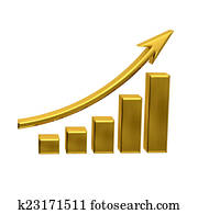 Business Growth - Golden Bars with up arrow