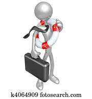Businessman With Lifebuoy