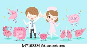 caricatura, doutores, com, órgão