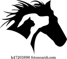 cavalo, cão, gato, logotipo