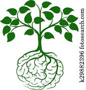cérebro, raiz, árvore