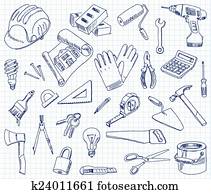 Freehand drawing building materials