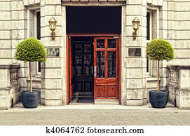 Front door of a hotel in London. Front door of a hotel in London.