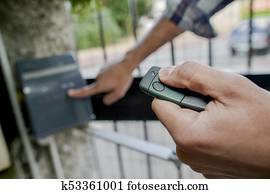 Man setting a remote control