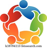 teamwork, steun, 5, logo