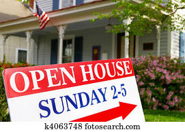 בית פתוח, חתום, אם, חזית, של, דיר למכירה