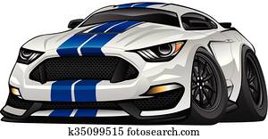 מודרני, אמריקאי, שריר, מכונית, ציור היתולי