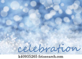 Blue Bokeh Christmas Background, Snow, Text Celebration