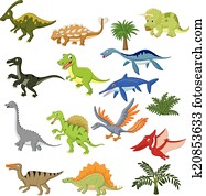 Dinosaur cartoon collection set