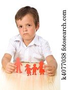 divórcio, conceito, com, triste, criança