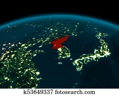 Satellitenansicht Von Nordkorea Nacht Clip Art K Fotosearch