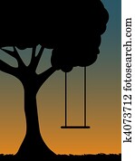 Tree Swing Silhouette at dusk