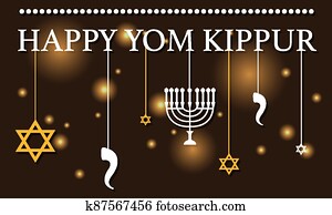 יום כיפור, לוגו, כרטיס של דש, דפוסית, או, רקע