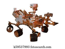 3D Rendering Mars Rover on White