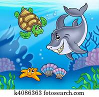 Cartoon animals underwater Cartoon animals underwater