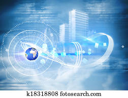 Composite image of global technology background