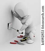 electrician fitting an electrical socket electrician fitting an electrical socket