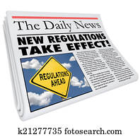 New Regulations Take Effect Newspaper Headline Information New Regulations Take Effect Newspaper Headline Information