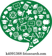 escola, e, educação, ícones