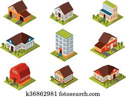 isometrisch, haus, vektor, illustration. isometrisch, haus, vektor, illustration.