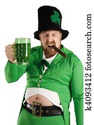 Leprechaun hoisting a green beer Leprechaun hoisting a green beer
