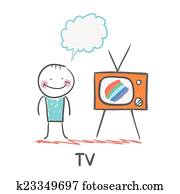 man, het schouwen tv