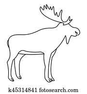 Moose icon, outline style Moose icon, outline style