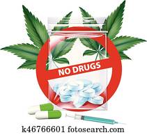 No drugs sign with marijuana leaves No drugs sign with marijuana leaves