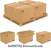 Set of vector cardboard boxes