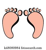 Tiny feet of newborn icon, icon cartoon