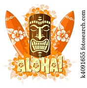 Vector illustration of orange tiki Vector illustration of orange tiki