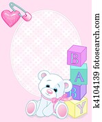 baby, rosa, ankomst, kort