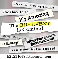 Big Event Headlines Newspaper Announcements Advertising Message