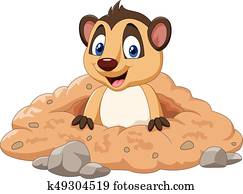 Cartoon meerkat in a hole Cartoon meerkat in a hole