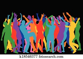 dancers-colored, silueta, vector