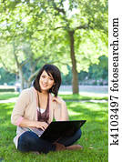 gemischtrassig, student, mit, laptop