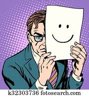 Hypocrisy stealth sullen man and smile Hypocrisy stealth sullen man and smile