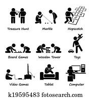 jogar crianças, jogos, clipart