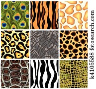 sammlung, seamless, muster, animals., vektor sammlung, seamless, muster, animals., vektor