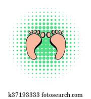 Tiny feet of newborn icon, comics style