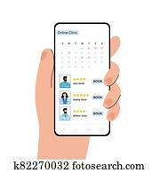 אונליין, מרפאה, ו, רופא, מושג